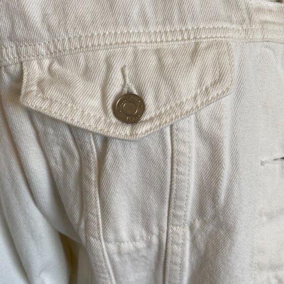 Women's White Cotton Jean Jacket Never Worn - Picture 6 of 8
